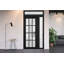 Façade extérieure pré-montée Fibre de verre verre givré / Manux 8312 noir mat / Fenêtre extérieure latérale / supérieure et portes de bureau Portes d'entrée commerciales et résidentielles Garage de garage-W36 + 12 po x H80 + 14 po -Ins droite-98195703-98195705-98195706