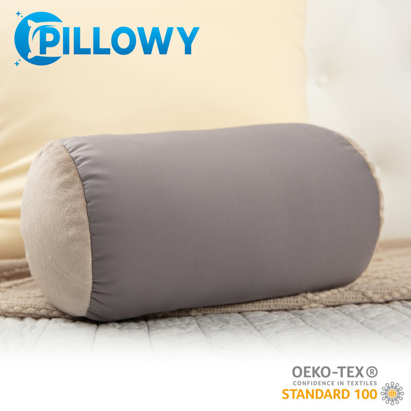 Microbead Bolster Neck Roll Pillow, Stone Gray