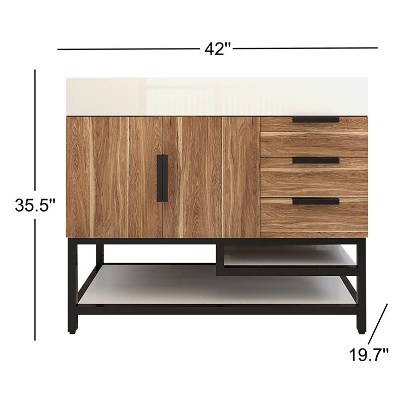 42'' W Single Bathroom Vanity Set, Natural Oak