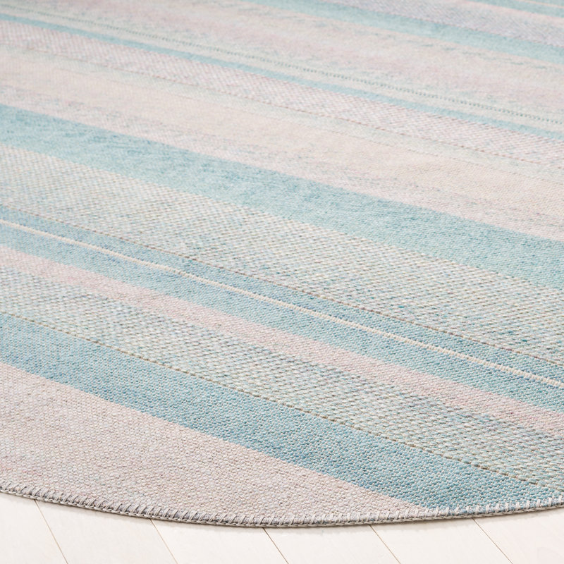 Abnel Performance Striped Rug, Round 7'