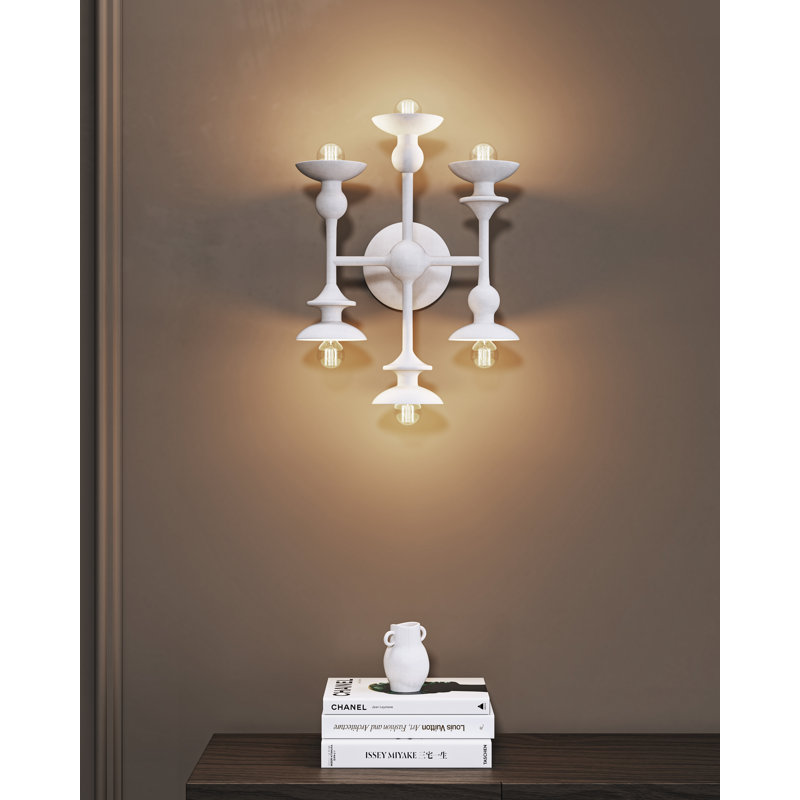 Cadence White Sculptural 6-Light Vanity Fixture