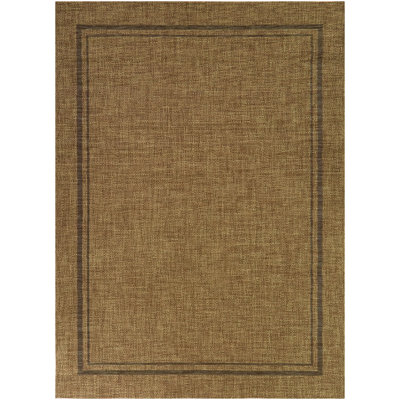 Atong Black Solid Border Indoor/Outdoor Area Rug