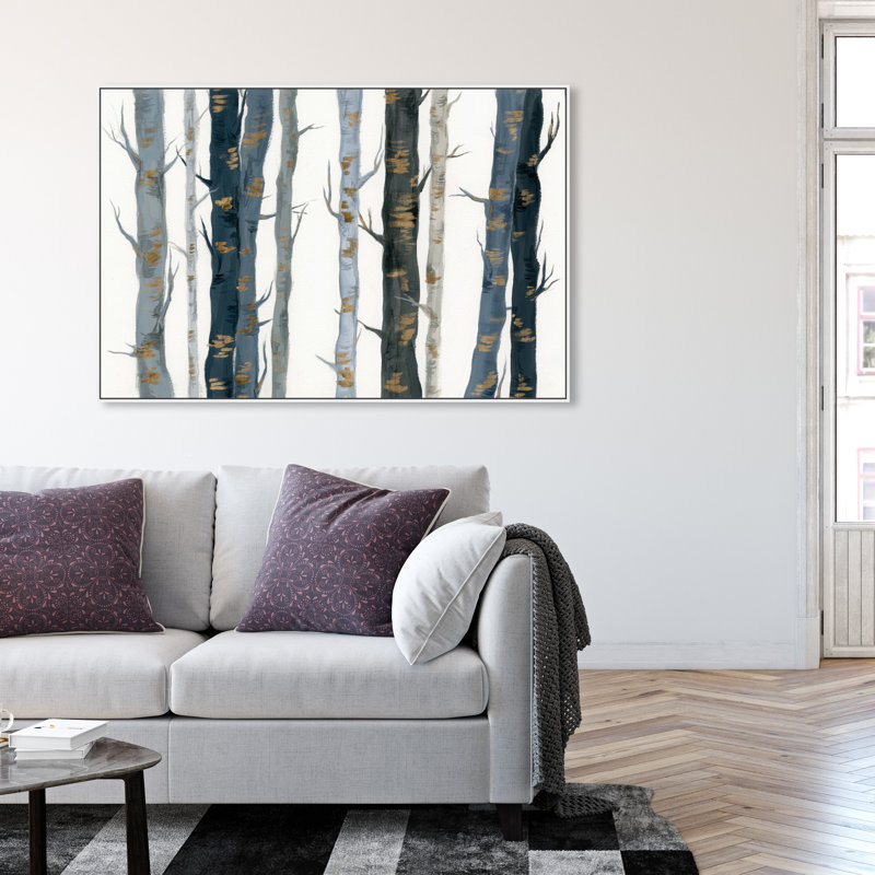 Nature et paysage derrière les bois - impression sur toile tendue, H 30 po x l 45 po, Cadre blanc