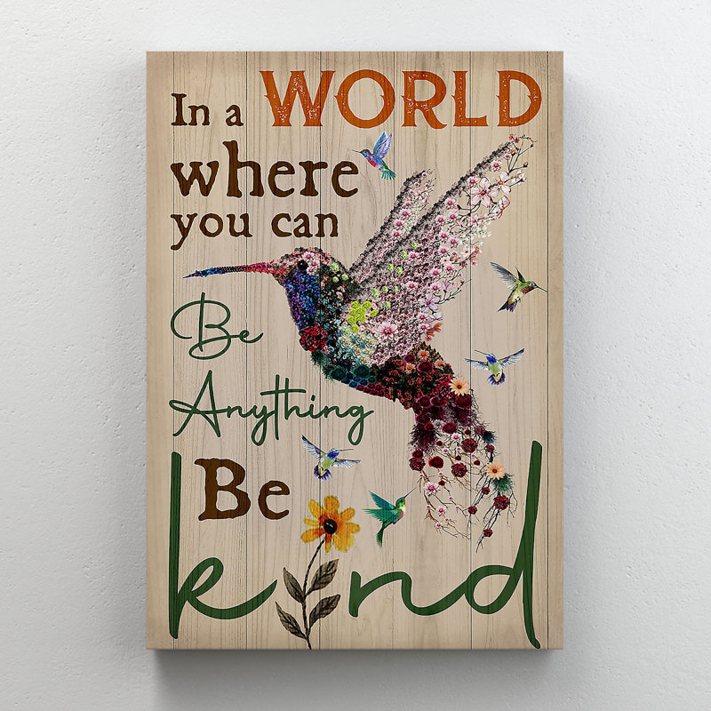 Un oiseau coloré - Dans un monde où vous pouvez être n'importe quoi - 1 pièce, reproduction d'art graphique sur toile tendue