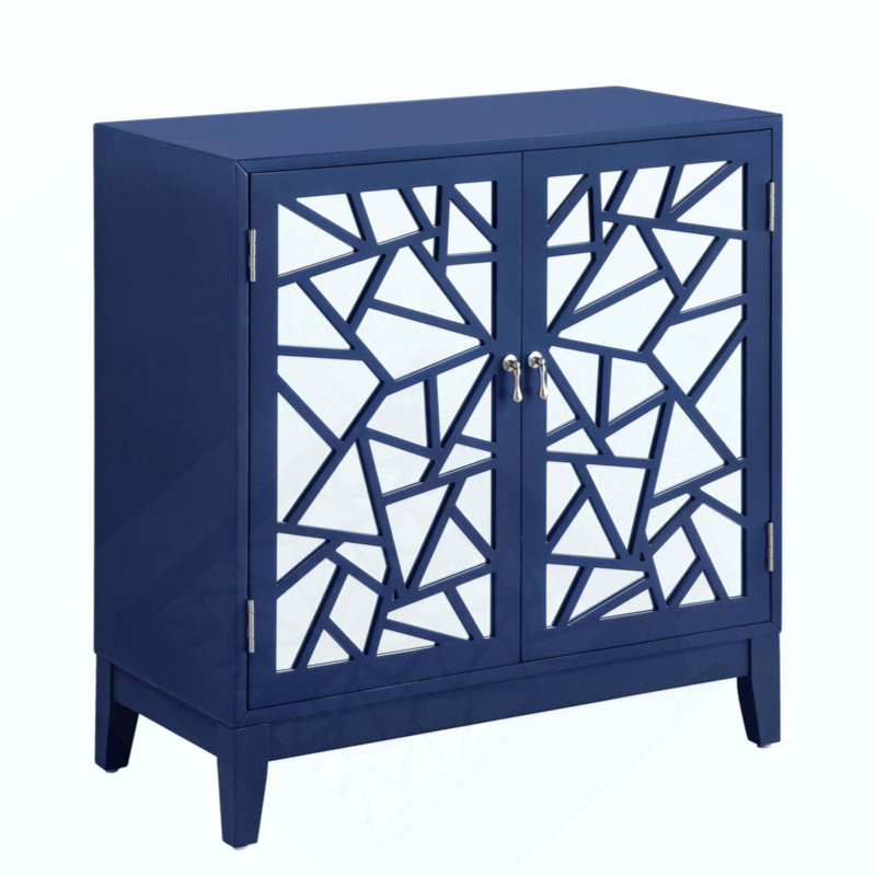 Console élégante avec portes miroir et rangement spacieux à 2 portes pour les intérieurs modernes