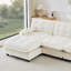 Canapé d'angle modulaire moderne de 138 po Cloud avec pouf, canapé 4 places en chenille à assise profonde et coussins d'assise confortables à motif treillis, idéal pour la chambre et l'appartement-888925900