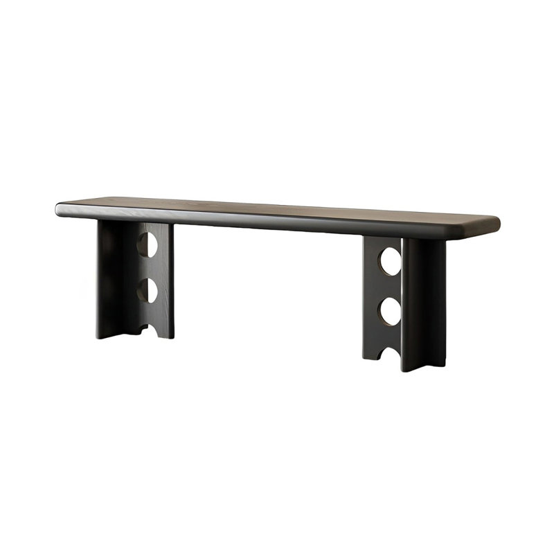 Banc en bois massif Stromain, Noir, H 17,71 po x l 55,11 po x P 13,77 po