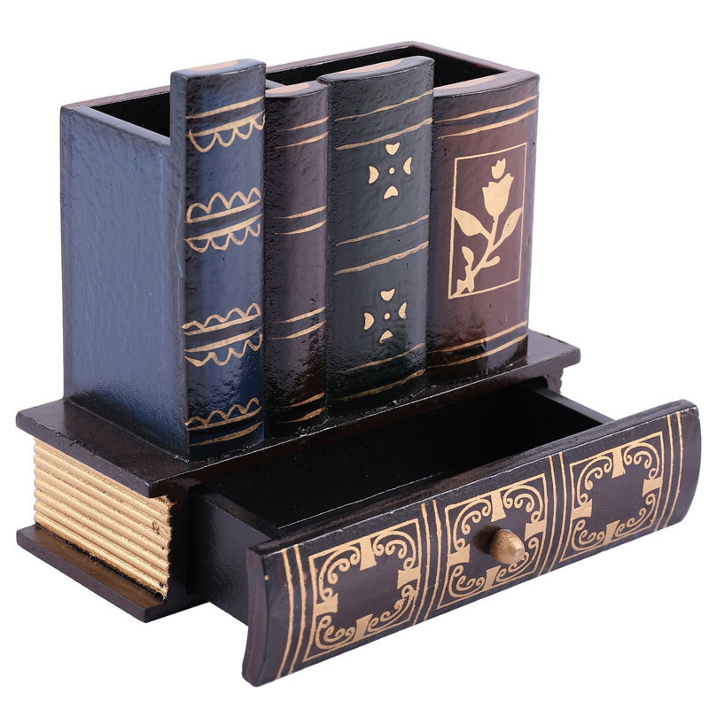Porte-stylo multifonction en bois rétro
