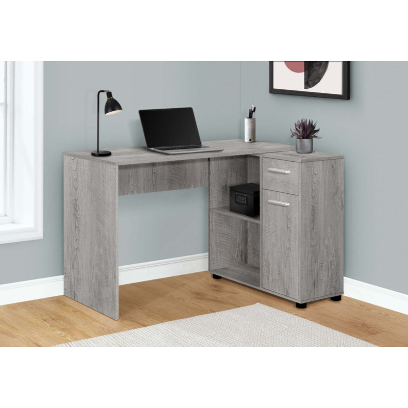 Computer Desk, Home Office, Corner, Storage Drawers, L Shape, Work, Laptop, Contemporary, Modern, Light Grey
