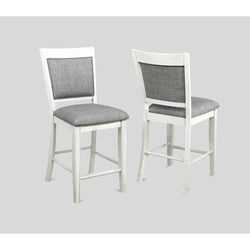 Tabouret de bar à hauteur de comptoir 2 pièces Farmhouse Style, Blanc, Gris