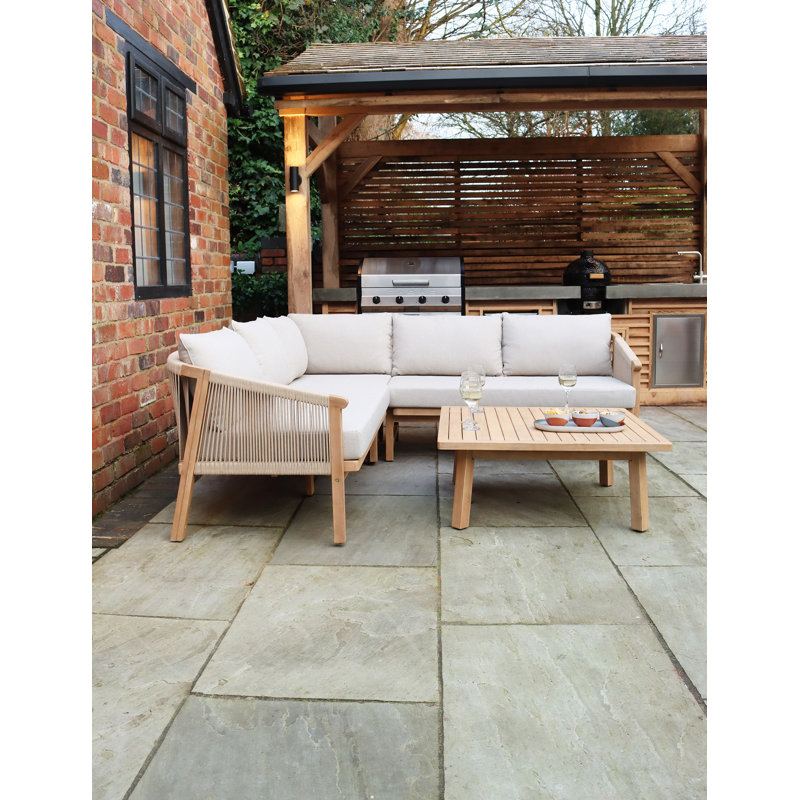 Roma L Corner Rope Sofa Dining Table Set