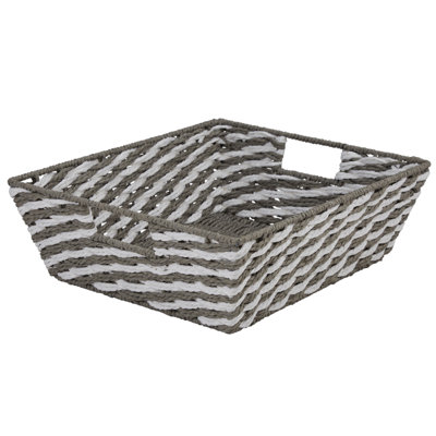  Panier rayé tissé en gris