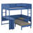 Loft Bed With Extendable Desk And Lights, Wood Loft Bed Frame With Storage Shelves & Padded Foldable Sofa-1358673880