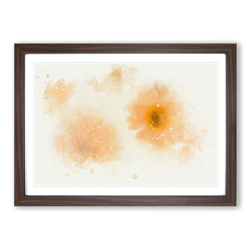 Flower Collage in Abstract - Wall Art, Walnut  Single Picture Frame Wood, 35cm H x 50cm W x 2cm D