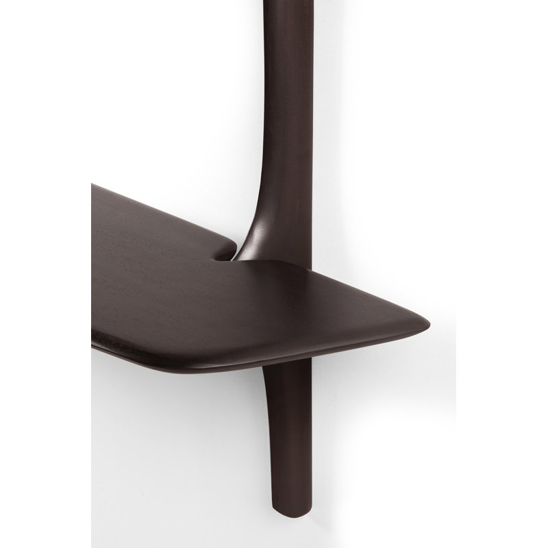 Pi Solid Wood Tiered Shelf, Dark Brown Wood