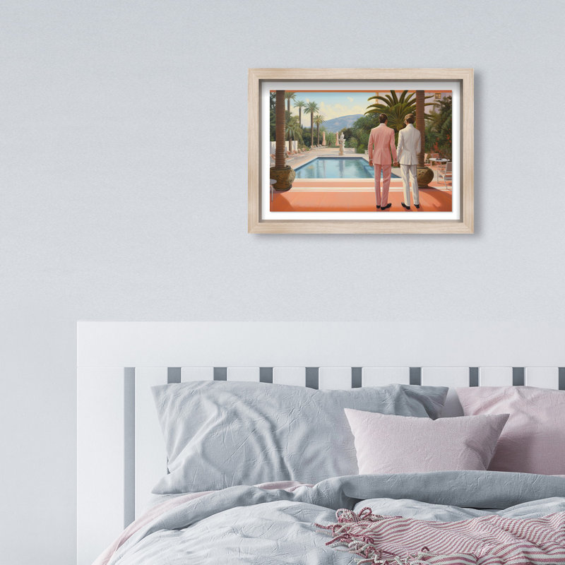 Poolside Romance Duo Shadowbox by Oliver Gal, 11.5" H x 16.5" W, Cream