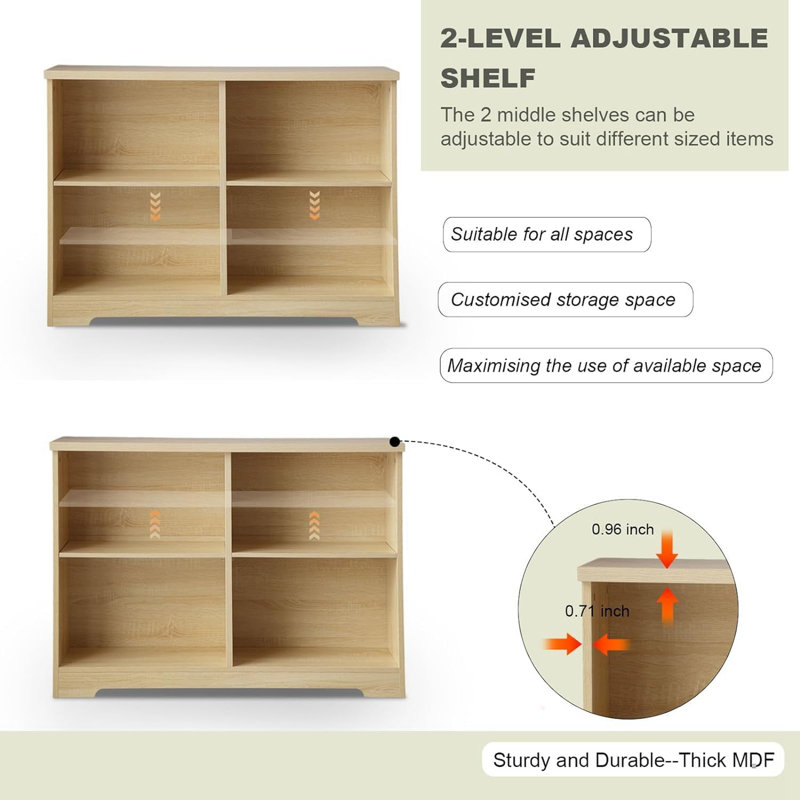 Loreena Cube Bookcase With Adjustable Shelf, Ancient Oak