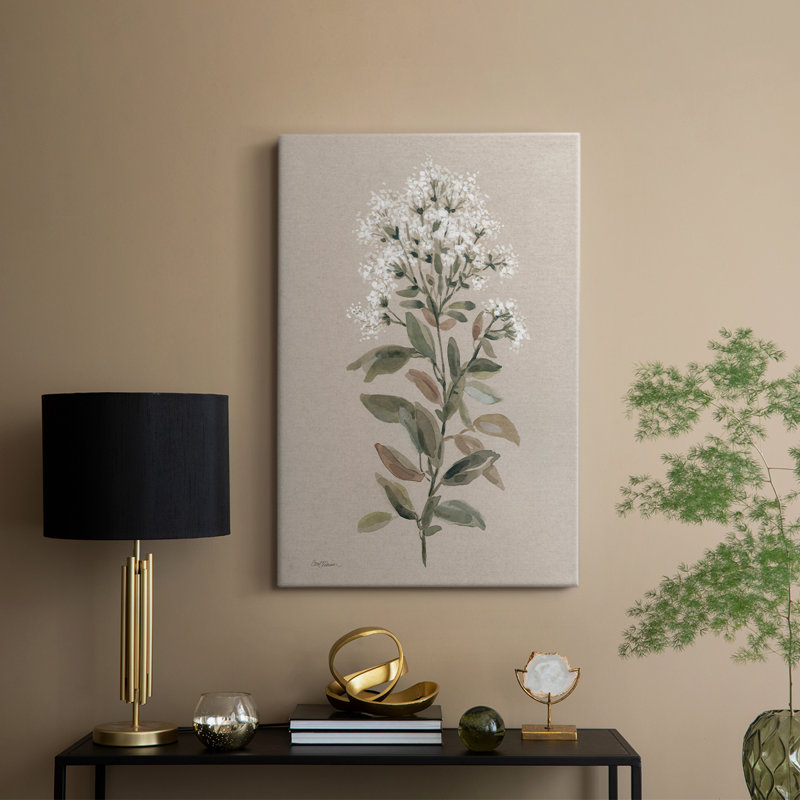 Tige florale blanche II - Cavas enveloppés de galerie, H 18 po x l 12 po