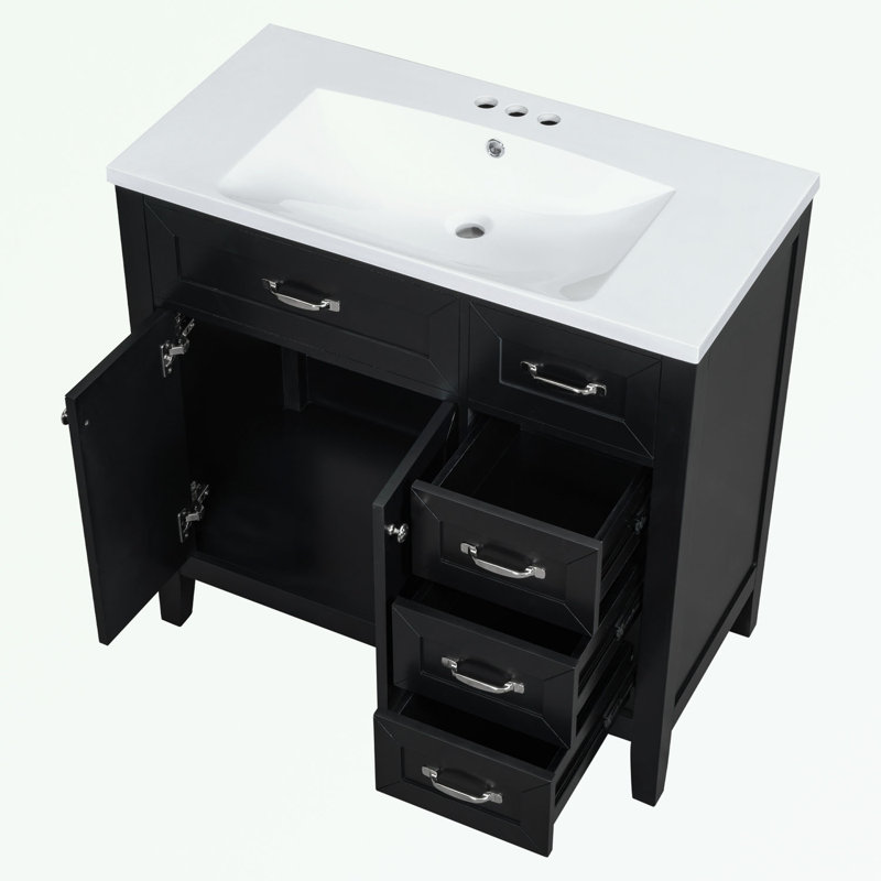 Rangement pour salle de bain Berdyne, Noir, Argent