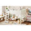 Lit mezzanine double peu encombrant, rangement moderne en bois aggloméré beige pour chambre d'enfant