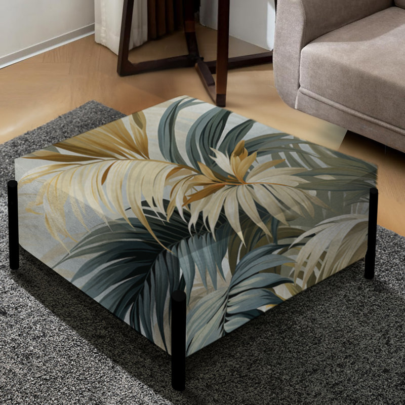 Whispering Palms Tropical Motif II - Grand repose-pieds carré tropical