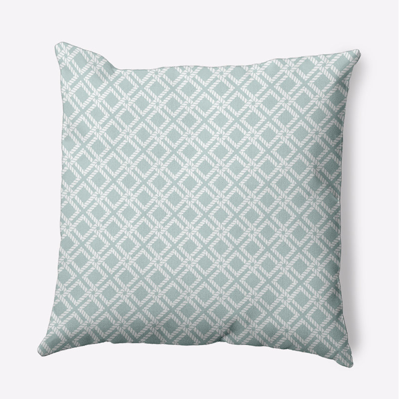 Nautical Nights Geometric Outdoor Reversible Throw Pillow, 18"H x 18"W, Aqua Geometric