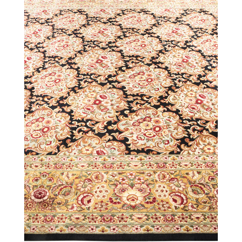 Tapis unique en laine noué à la main 8 pi 2 po x 10 pi Ketela - brun / blanc / rouge