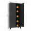 Armoire de rangement 71 po à 2 portes galbées, armoire de rangement en métal avec portes et tablettes réglables, pour chambre à coucher, salon, cuisine-172588323