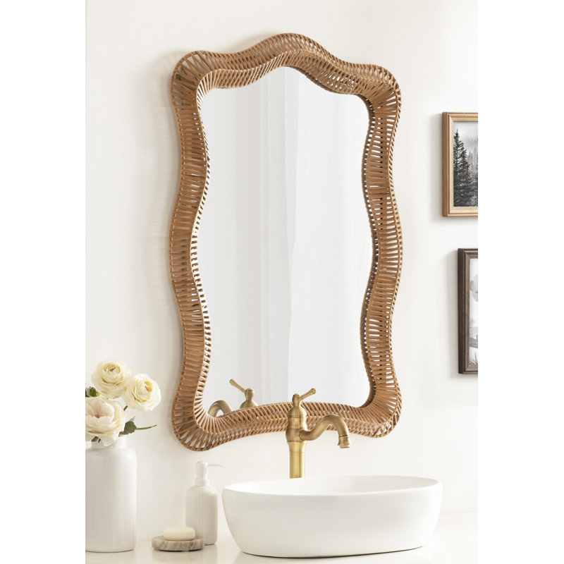 Miroir mural arqué en rotin