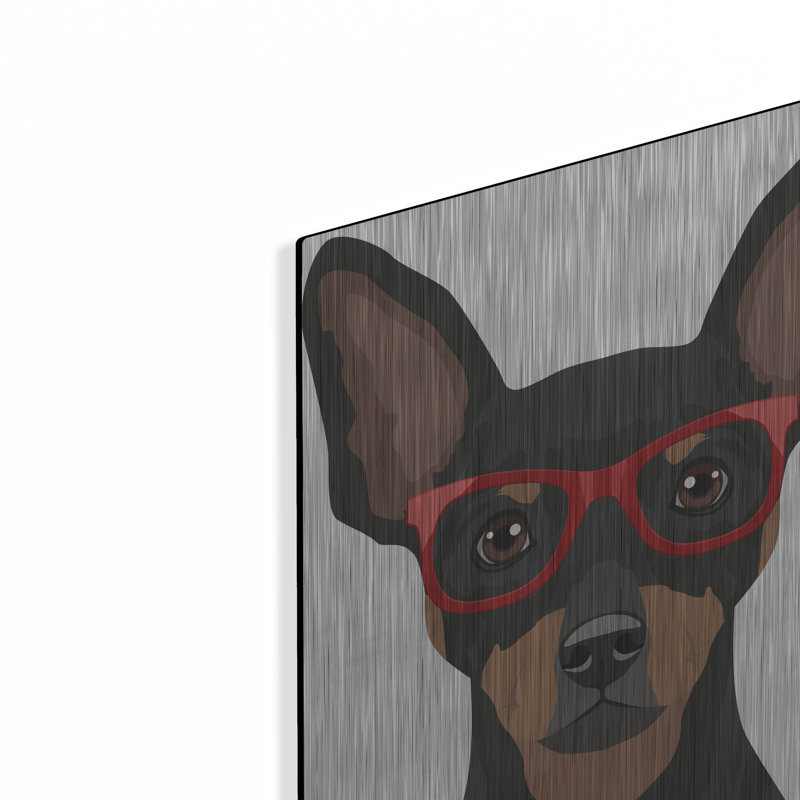 «Pinscher miniature portant des lunettes de hipster» par les affiliés Furbaby, H 16 po x l 12 po