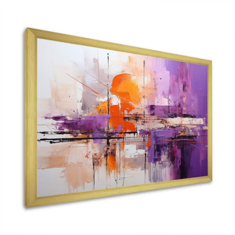 Geordan Collage Fusion II - Print, 30" H x 40" W x 1.5" D, Gold Picture Framed
