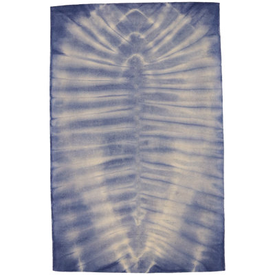 Tapis moderne touffeté à la main mauve-bleu marine 5 pi x 8 pi Rectangle Maeta