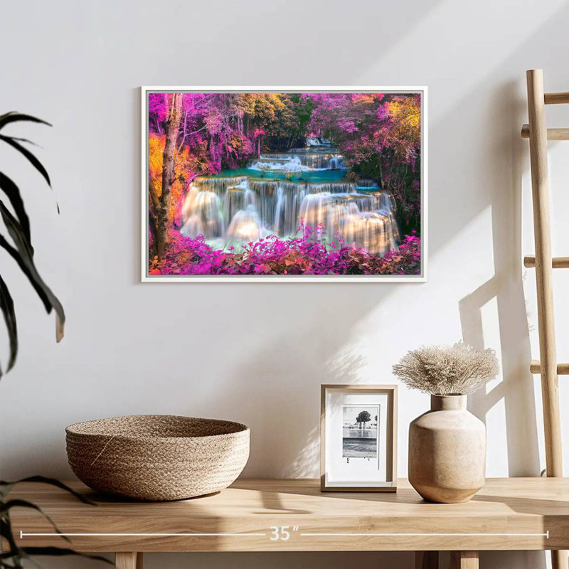 Chutes d'eau, 19 po x 13 po, Cadre flottant blanc