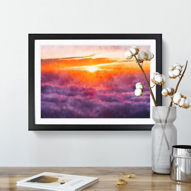 Sunrise over Bali - Picture Frame Painting Print, Black Framed, 24cm H x 33cm W x 2cm D