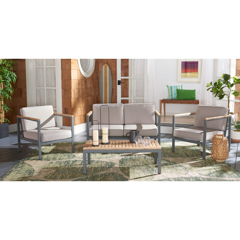 Ensemble de patio 4 pièces avec coussins Arrion, Gris clair