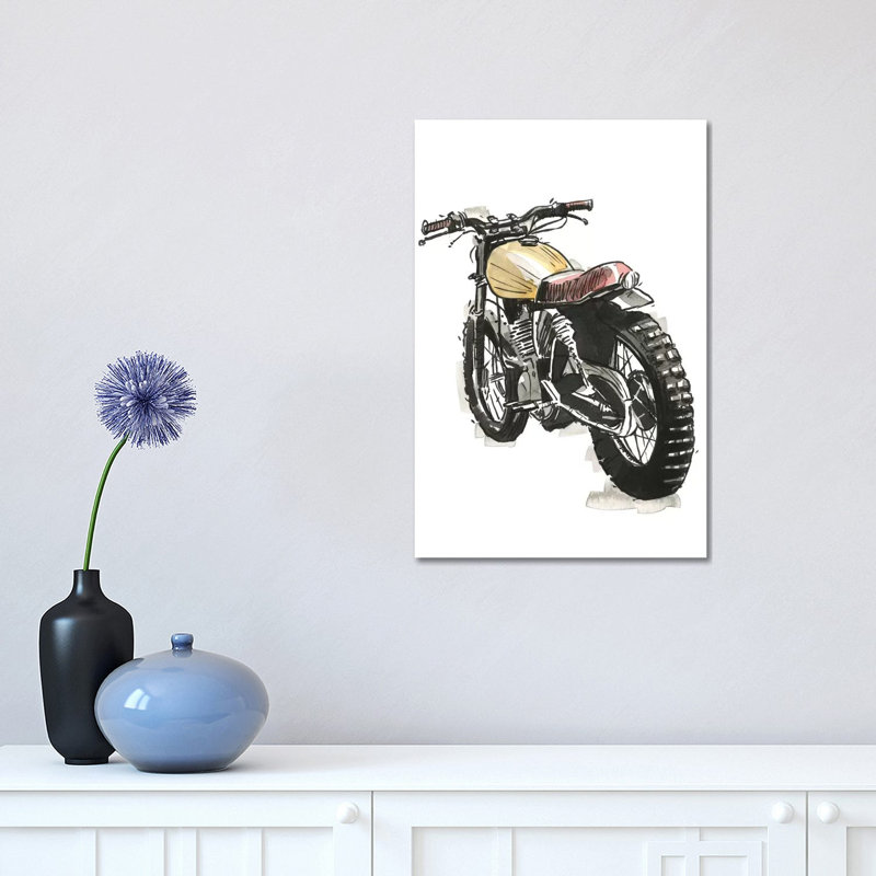 Motorcycles In Ink III by Annie Warren - Wrapped Canvas Print, 30.48 cm H x 45.72 cm W