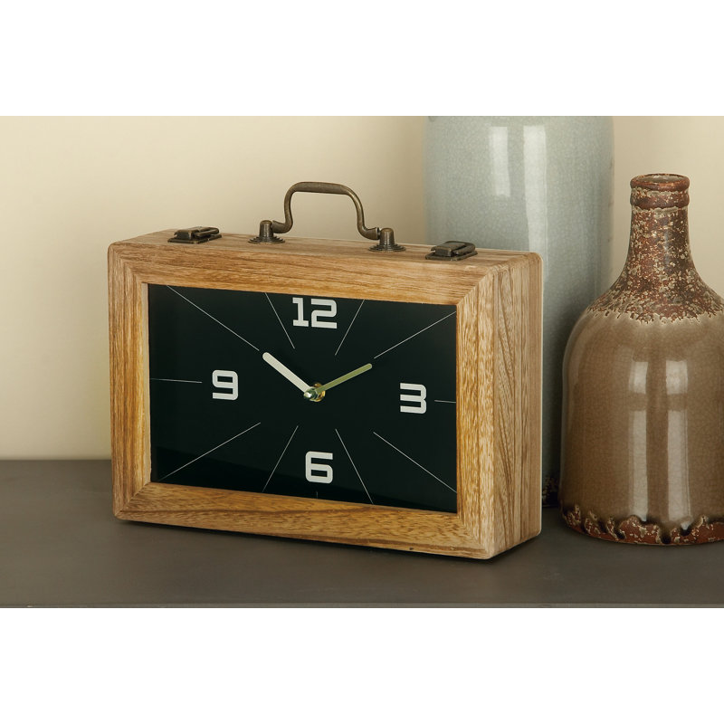 Rustic Analog Quartz Movement / Crystal Tabletop Clock, Black