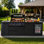 Îlot de barbecue au gaz à 102 brûleurs de 85 po Btu de 102 po avec réfrigérateur et évier pour l'extérieur, armoire de rangement et comptoir en granite en acier inoxydable