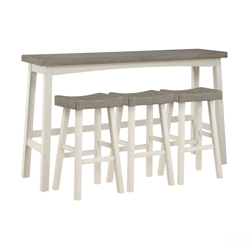 Ensemble de tabourets de table, tabourets de bar et de table 4 pièces Transitional, Brun, Brun, Blanc