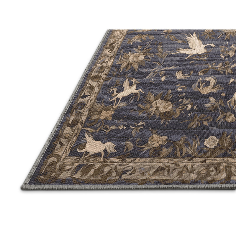 Tapis gris lavable à la machine, Rond 7 pi