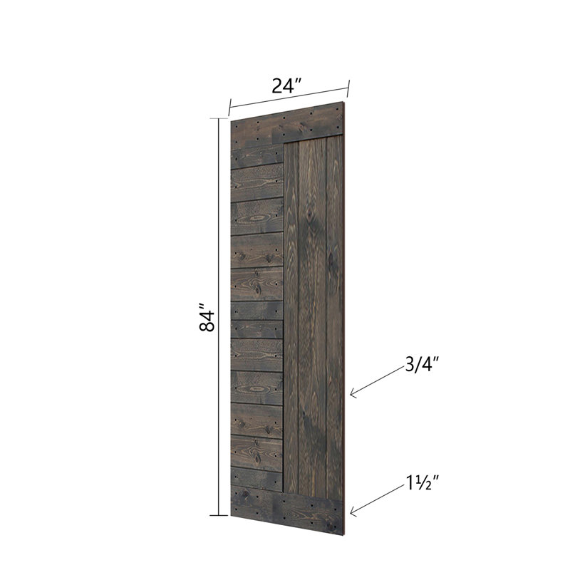 Smoky Gray Solid Wood Textured 24'' x 84'' Barn Door Slab