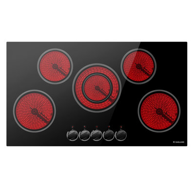 36 in. 5 Elements Electric Cooktop, Built-in Ceramic Glass Stove Top, Knob Control