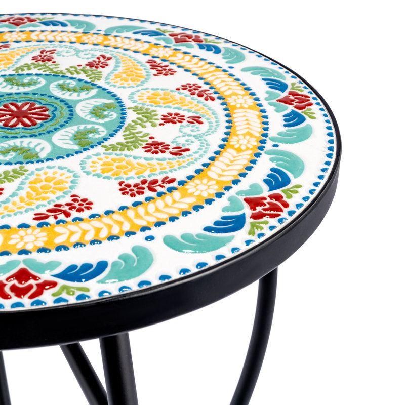 Bribie Patio Side Table, Green Floral