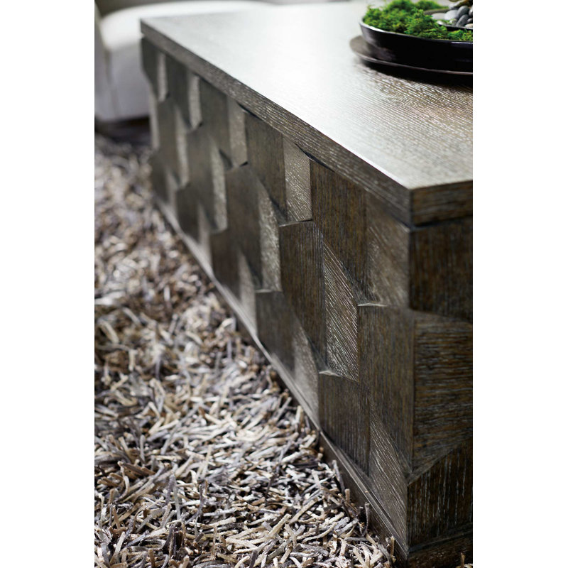 Linea Transitional Square Cocktail Table with Storage in Brown Oak