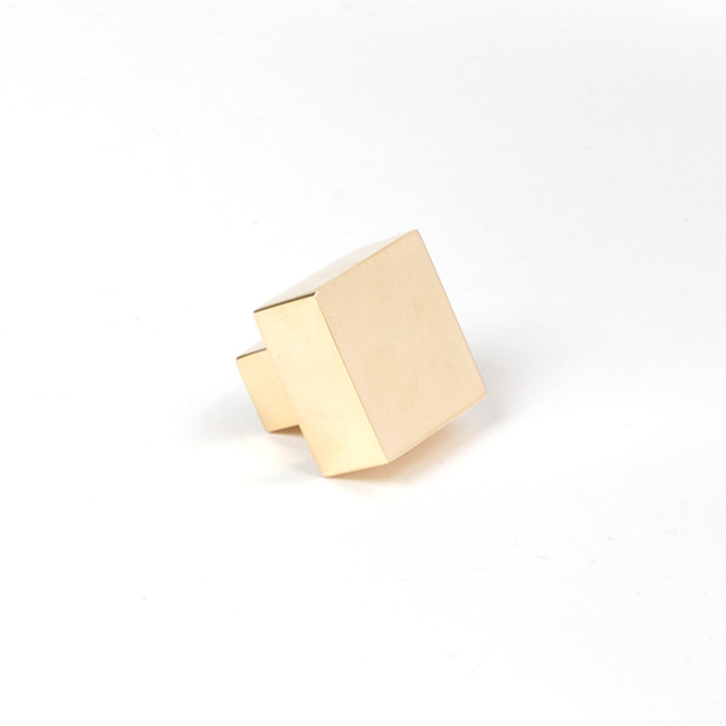 Square Knob, Polished Brass, 2.5 cm