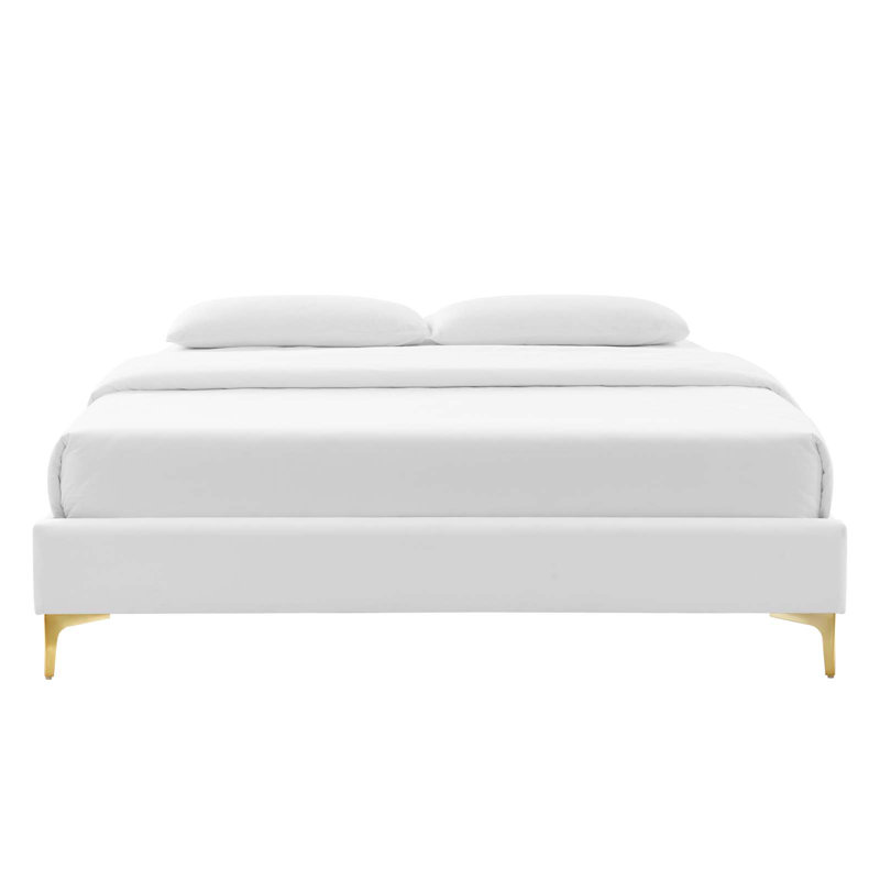 Sutton Performance Velvet Bed Frame, White, Full