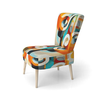 Abstract Modern Shapes Accent Chair - Midcentury Motion Geometry Flow I Side Chair