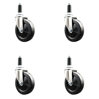 316SS Soft Rubber Wheel Swivel Expanding Stem Caster Set SCC