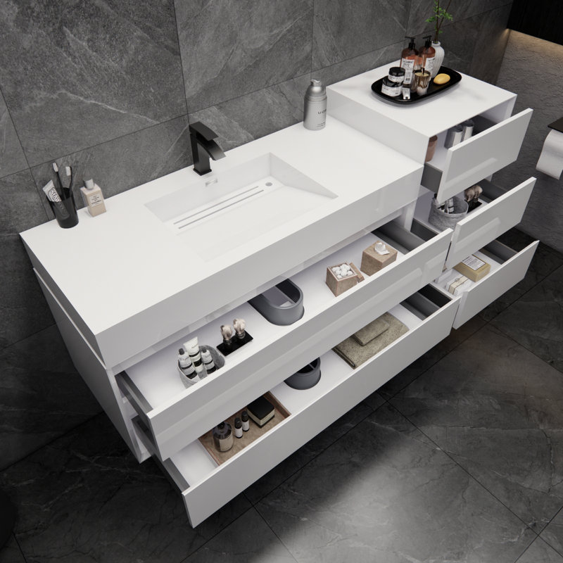 Meuble-lavabo mural simple 67 po Albizu, Blanc