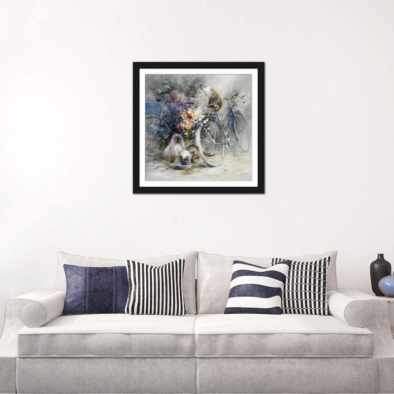 «Bicycle Race», impression sur toile, H 16 po x l 16 po x P 1 po, Papier d'art encadré noir, Blanc